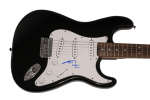 ANGUS YOUNG SIGNED AUTOGRAPH BLACK FENDER ELECTRIC GUITAR HIGHWAY TO HELL W/ JSA COLLECTIBLE MEMORABILIA