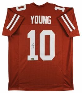 TEXAS VINCE YOUNG AUTHENTIC SIGNED BURNT ORANGE PRO STYLE JERSEY JSA WITNESS COLLECTIBLE MEMORABILIA