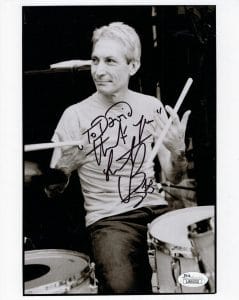 CHARLIE WATTS HAND SIGNED 8×10 PHOTO THE ROLLING STONES TO DAVID JSA COLLECTIBLE MEMORABILIA