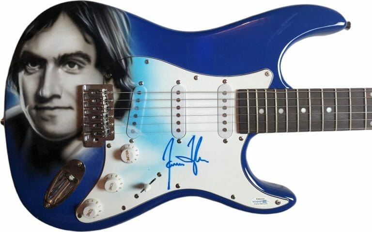 JAMES TAYLOR AUTOGRAPHED SIGNED HAND AIRBRUSHED PAINTING GUITAR UACC AFTAL ACOA COLLECTIBLE MEMORABILIA