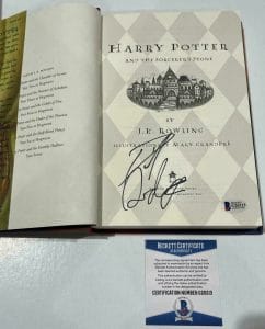 DANIEL RADCLIFFE SIGNED HARRY POTTER AND THE SORCERER’S STONE BOOK BECKETT 173 COLLECTIBLE MEMORABILIA