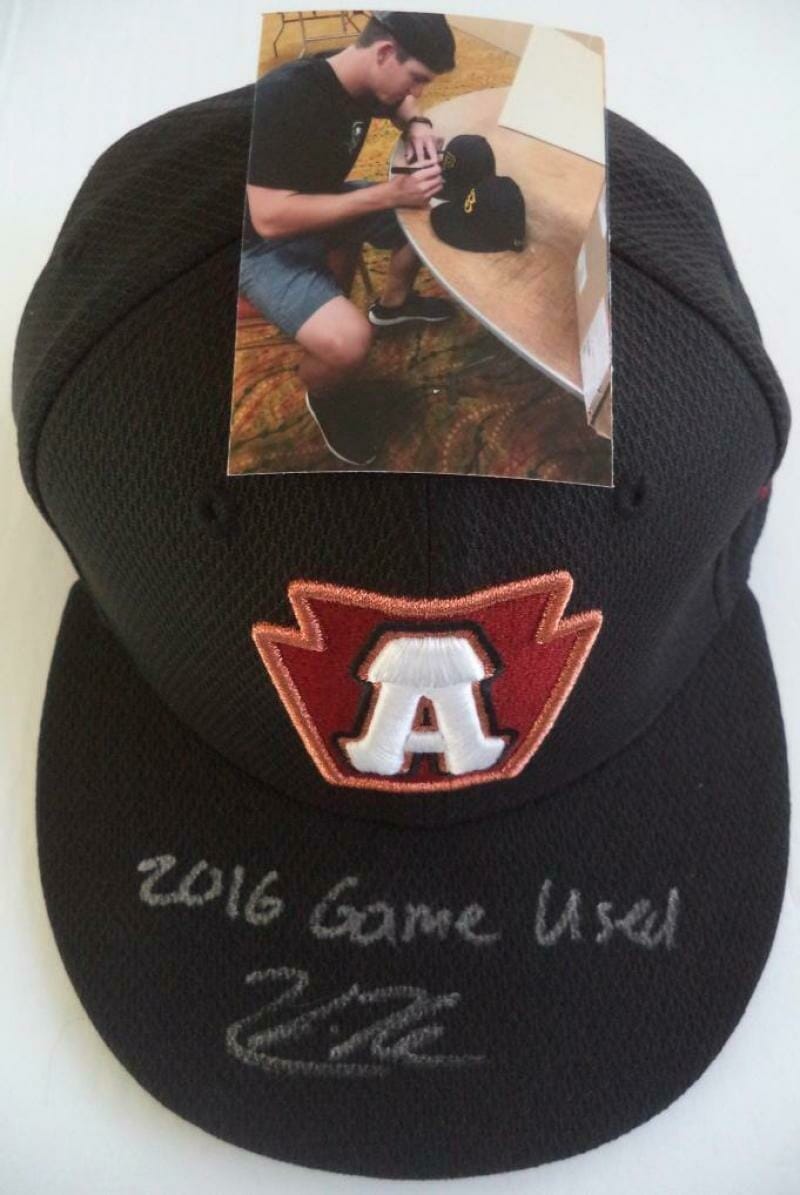 KEVIN NEWMAN SIGNED 2016 GAME USED ALTOONA CURVE CAP W/PHOTO PROOF PIRATES D COLLECTIBLE MEMORABILIA