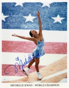 MICHELLE KWAN HAND SIGNED 8×10 COLOR PHOTO+COA GORGEOUS OLYMPIC FIGURE SKATER COLLECTIBLE MEMORABILIA
