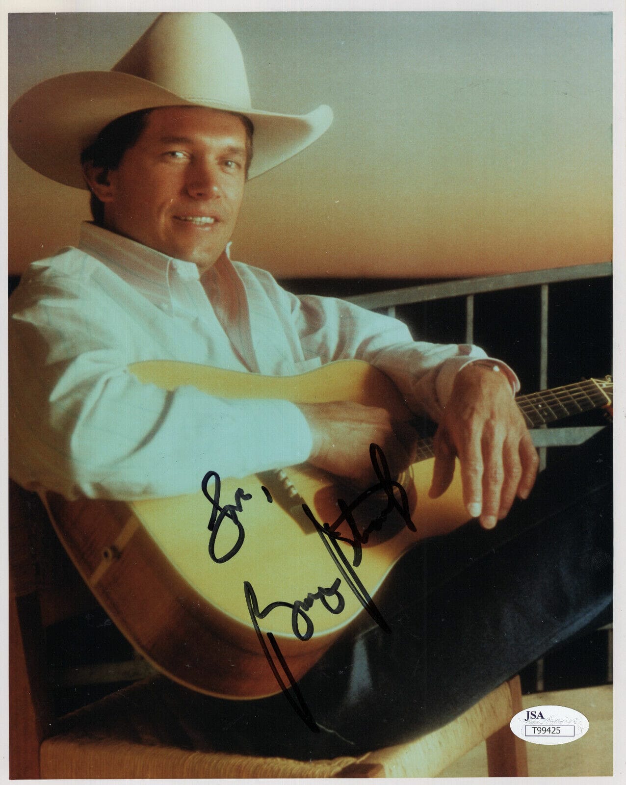 GEORGE STRAIT HAND SIGNED 8×10 COLOR PHOTO YOUNG+HANDSOME SINGER JSA COLLECTIBLE MEMORABILIA