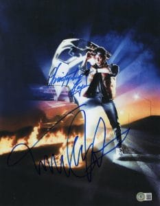 MICHAEL J FOX & CHRISTOPHER LLOYD SIGNED 11×14 PHOTO – BACK TO THE FUTURE BAS COLLECTIBLE MEMORABILIA