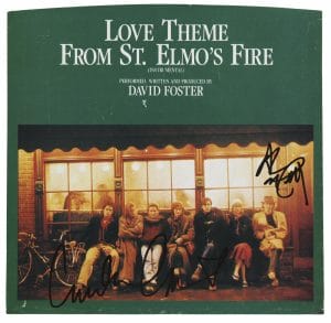 EMILIO ESTEVEZ & ANDREW MCCARTHY ST. ELMO’S FIRE SIGNED 45 RPM ALBUM COVER BAS COLLECTIBLE MEMORABILIA