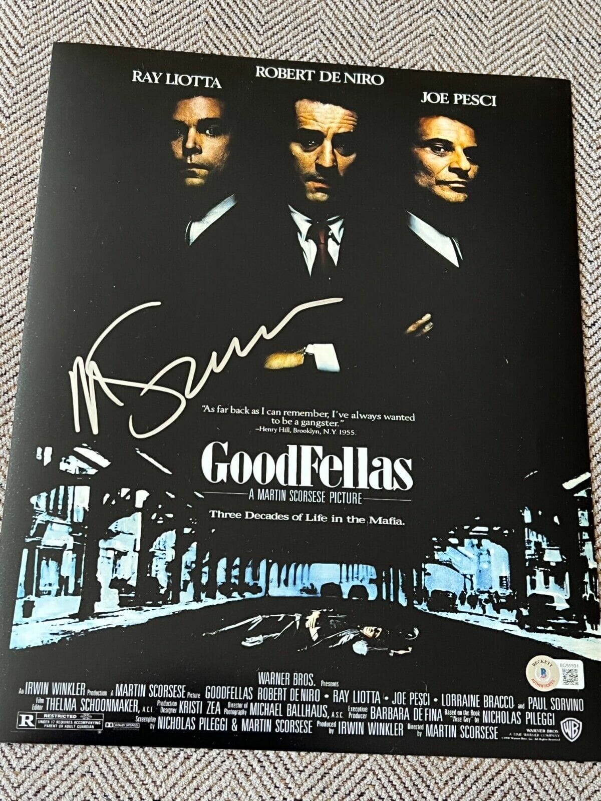MARTIN SCORSESE SIGNED AUTOGRAPH GOODFELLAS POSTER PHOTO 11X14 BECKETT BAS COA E COLLECTIBLE MEMORABILIA