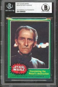 PETER CUSHING STAR WARS AUTHENTIC SIGNED 1977 STAR WARS #234 CARD BAS SLABBED COLLECTIBLE MEMORABILIA
