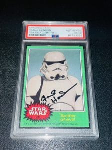 FRANK HENSON STAR WARS STORMTROOPER GREEN A NEW HOPE SIGNED TOPPS CARD PSA SLAB COLLECTIBLE MEMORABILIA
