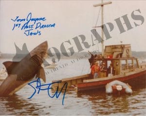 STEVEN SPIELBERG & TOM JOYNER RARE BTS SIGNED JAWS AUTOGRAPH SIGNED 8×10 K9 COA COLLECTIBLE MEMORABILIA