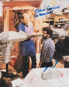 GEORGE LUCAS & STEVE GAWLEY STAR WARS ROTJ SIGNED 8×10 – RARE K9 – PROOF COLLECTIBLE MEMORABILIA
