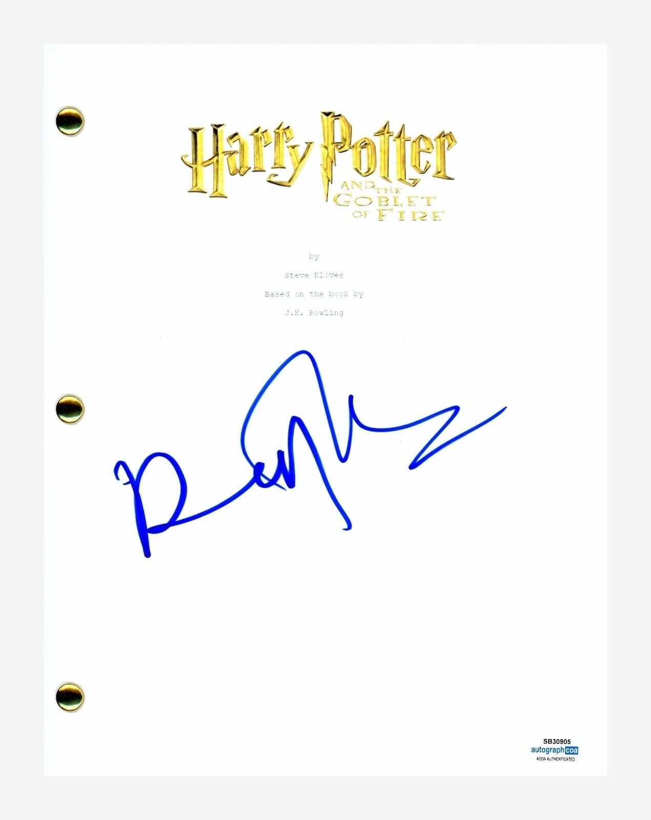 RALPH FIENNES SIGNED HARRY POTTER AND THE GOBLET OF FIRE MOVIE SCRIPT ACOA COA COLLECTIBLE MEMORABILIA