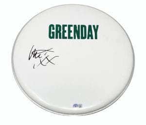 MIKE DIRNT SIGNED AUTOGRAPHED 14″ DRUMHEAD GREEN DAY BECKETT BAS COA COLLECTIBLE MEMORABILIA