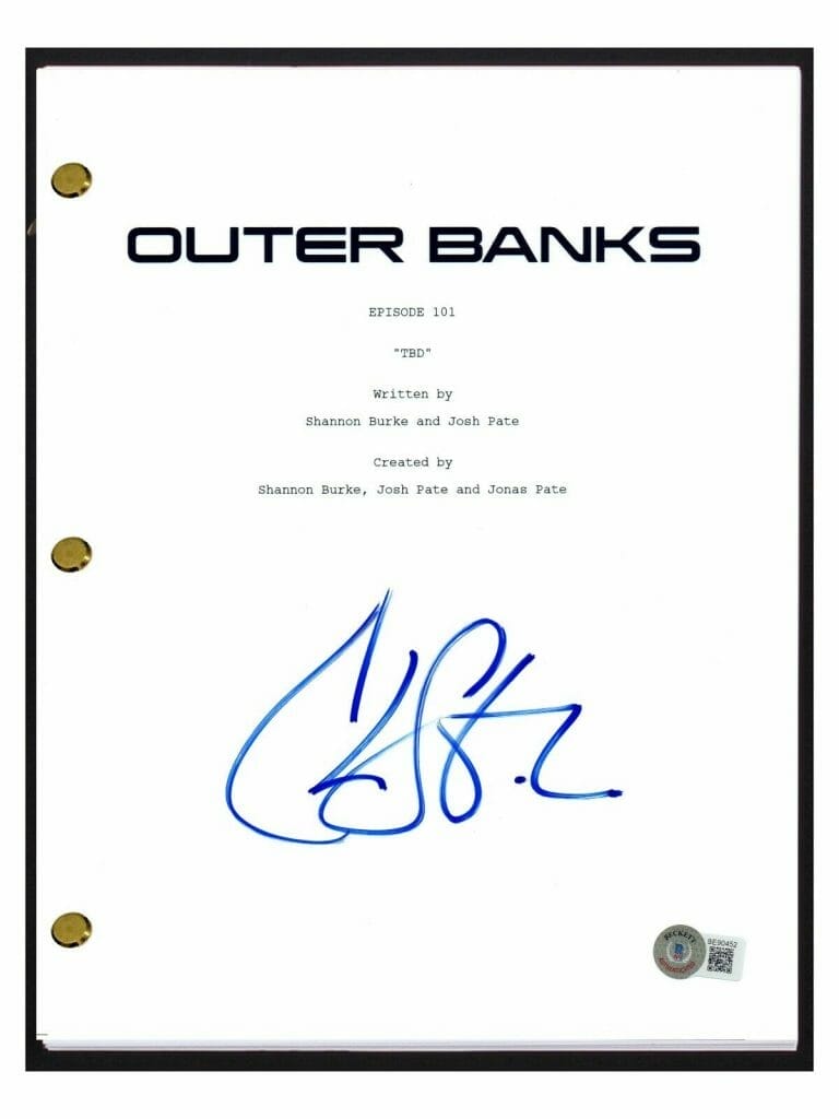 CHASE STOKES SIGNED AUTOGRAPHED OUTER BANKS PILOT SCRIPT SCREENPLAY BECKETT COA COLLECTIBLE MEMORABILIA