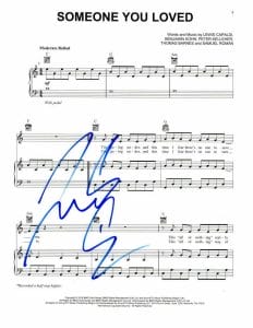 LEWIS CAPALDI SIGNED AUTOGRAPH SOMEONE YOU LOVED SHEET MUSIC – VERY RARE! COLLECTIBLE MEMORABILIA
