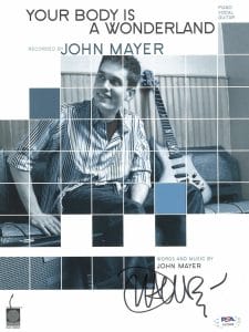 JOHN MAYER SIGNED YOUR BODY IS A WONDERLAND SHEET MUSIC PSA DNA AH73926 COLLECTIBLE MEMORABILIA