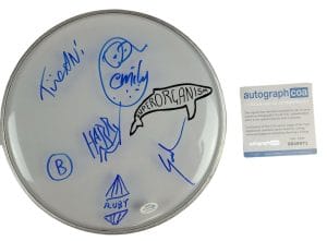 SUPEROGANISM AUTOGRAPHED SIGNED 12 INCH CLEAR DRUMHEAD DRUM HEAD COLLECTIBLE MEMORABILIA