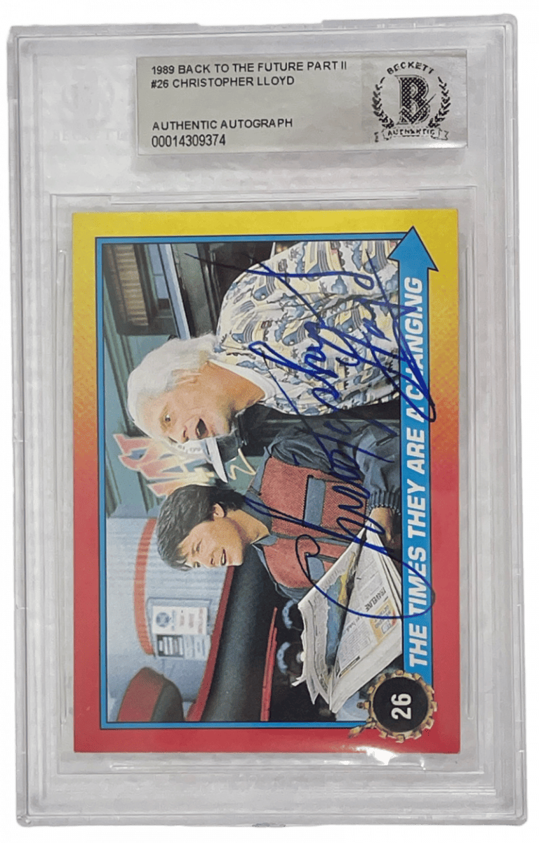 CHRISTOPHER LLOYD SIGNED BACK TO THE FUTURE 2 TRADING CARD #26 SLABBED BECKETT COLLECTIBLE MEMORABILIA