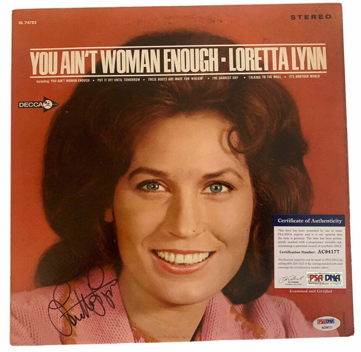 Loretta Lynn Signed Autographed Woman Enough LP Album Record PSA ...