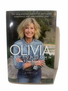 OLIVIA NEWTON JOHN DON’T STOP SIGNED AUTOGRAPED HB BOOK BECKETT CERTIFIED COLLECTIBLE MEMORABILIA