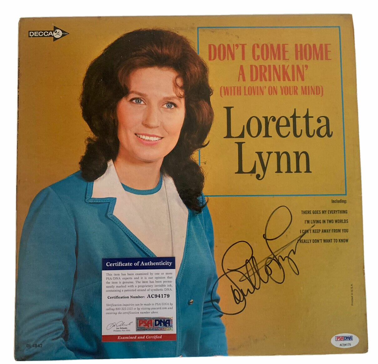 Loretta Lynn Signed Autographed Come Home Drinkin LP Album Record PSA ...