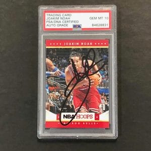 2012-13 NBA HOOPS #76 JOAKIM NOAH SIGNED CARD AUTO 10 PSA SLABBED BULLS COLLECTIBLE MEMORABILIA