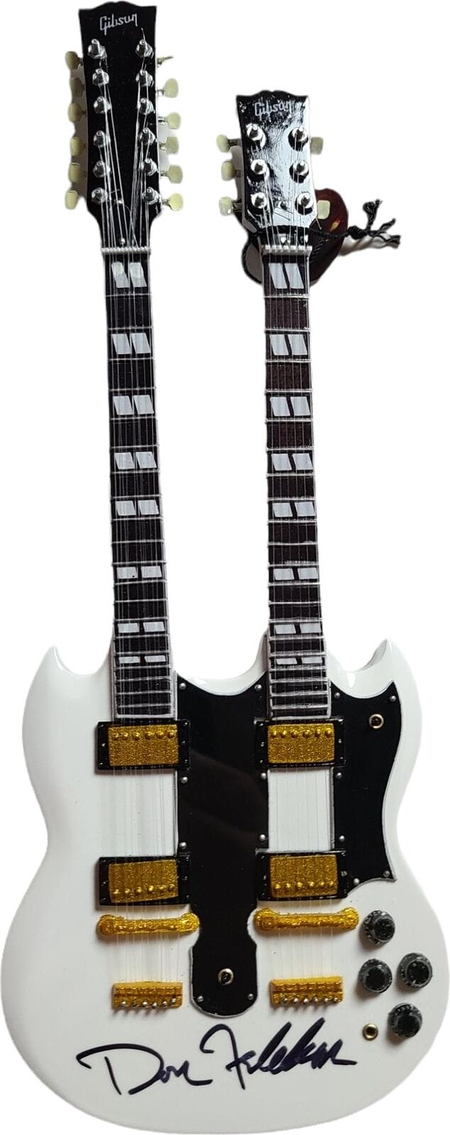 Don Felder Autographed Gibson Double Neck Signed Axe Heaven Mini Guitar ...