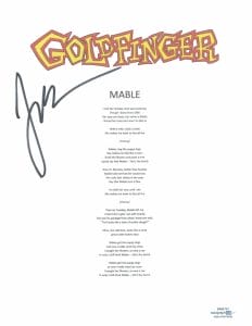 JOHN FELDMANN SIGNED AUTOGRAPHED GOLDFINGER MABLE SONG LYRIC SHEET ACOA COA COLLECTIBLE MEMORABILIA