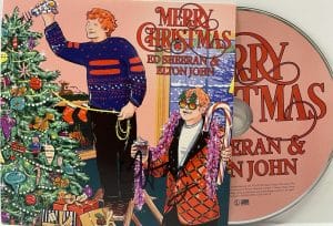 ELTON JOHN SIGNED AUTOGRAPH “MERRY CHRISTMAS” CD INSERT ED SHEERAN JSA COA COLLECTIBLE MEMORABILIA