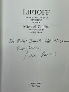 MICHAEL COLLINS SIGNED AUTOGRAPH BOOK “LIFT OFF” FIRST EDITION NASA MOON JSA LOA COLLECTIBLE MEMORABILIA