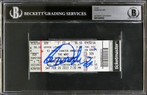 ROGER DALTREY THE WHO AUTHENTIC SIGNED FEBRUARY 16, 2013 TICKET STUB BAS SLABBED COLLECTIBLE MEMORABILIA