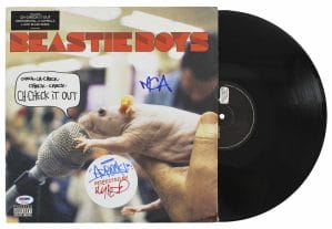 BEASTIE BOYS AD-ROCK, MIKE D & MCA SIGNED OUT ALBUM COVER W/ VINYL BAS #AB76138 COLLECTIBLE MEMORABILIA