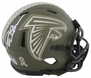 FALCONS DEION SANDERS SIGNED SALUTE TO SERVICE SPEED MINI HELMET BAS WITNESSED COLLECTIBLE MEMORABILIA