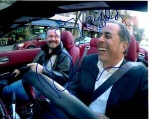 JERRY SEINFELD RICKY GERVAIS signed 8x10 COMEDIANS IN CARS GETTING