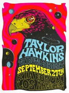 FOO FIGHTERS TAYLOR HAWKINS TRIBUTE POSTER BY MORNING BREATH LOS ANGELES /250 COLLECTIBLE MEMORABILIA