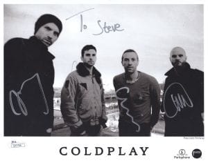 COLDPLAY HAND SIGNED 8×10 GROUP PHOTO CHRIS MARTIN RARE TO STEVE JSA COLLECTIBLE MEMORABILIA