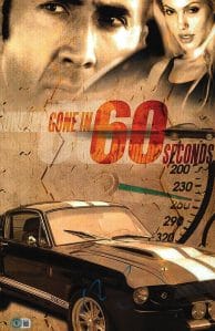 NICOLAS CAGE SIGNED AUTOGRAPH GONE IN 60 SECONDS MOVIE POSTER 11×17 BECKETT COA COLLECTIBLE MEMORABILIA