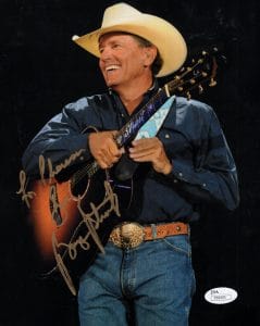 GEORGE STRAIT HAND SIGNED 8×10 COLOR PHOTO SIGNED TO THERESA JSA COLLECTIBLE MEMORABILIA