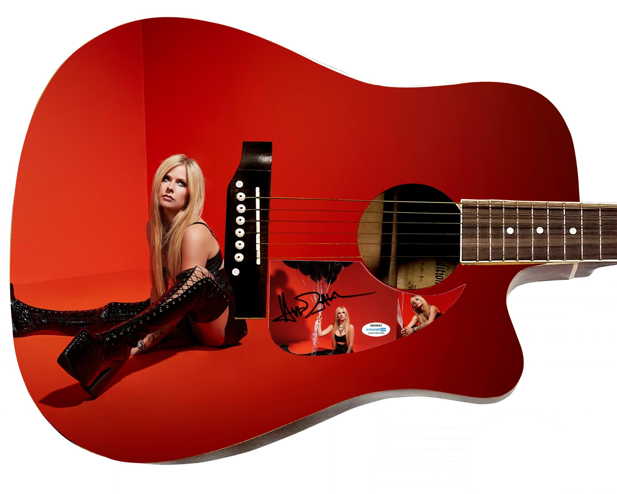 AVRIL LAVIGNE SEXY SPREAD AUTOGRAPHED CUSTOM GRAPHICS PHOTO GUITAR ACOA COLLECTIBLE MEMORABILIA