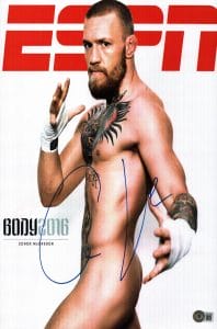 CONOR MCGREGOR SIGNED AUTOGRAPH 11×17 PHOTO UFC BODY ISSUE POSTER BECKETT COA COLLECTIBLE MEMORABILIA