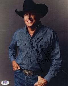 GEORGE STRAIT HAND SIGNED 8×10 COLOR PHOTO SIGNED TO STEVE PSA COLLECTIBLE MEMORABILIA