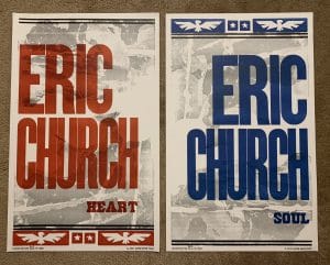 2 ERIC CHURCH HEART & SOUL HATCH SHOW #’D PRINTS POSTERS LTD. TO 1,000 EACH NEW COLLECTIBLE MEMORABILIA