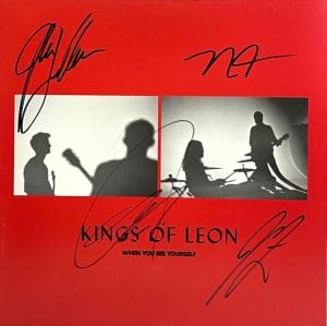 KINGS OF LEON SIGNED AUTOGRAPH LP COVER “WHEN YOU SEE YOURSELF” VINYL RECORD JSA COLLECTIBLE MEMORABILIA