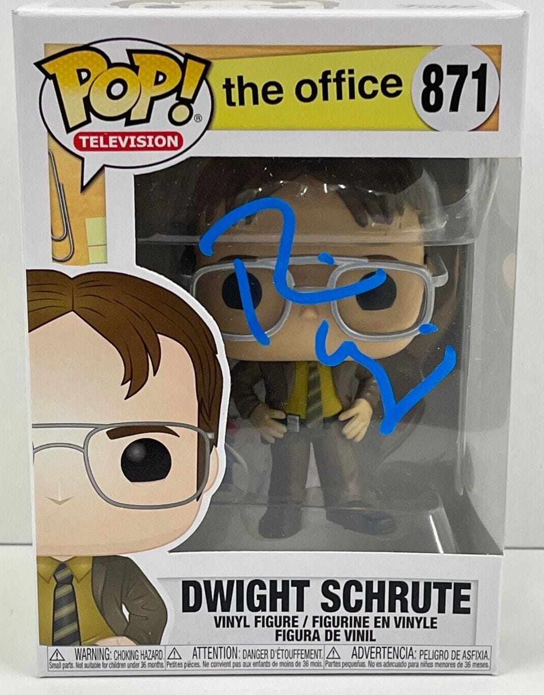 RAINN WILSON DWIGHT SCHRUTE SIGNED THE OFFICE FUNKO FIGURE 871 BECKETT COA 129 COLLECTIBLE MEMORABILIA