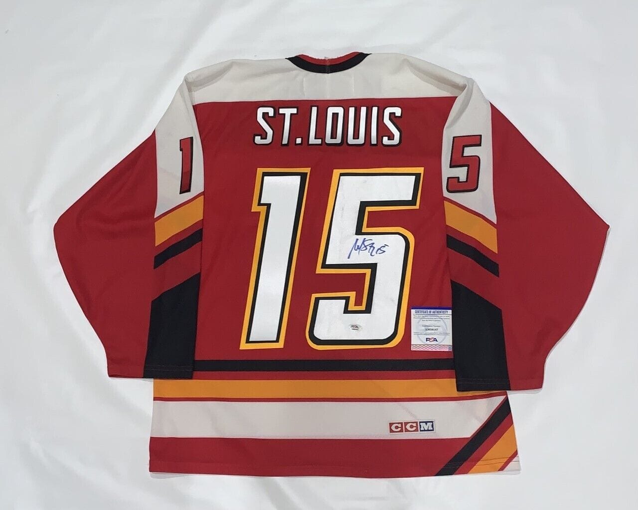 MARTIN ST. LOUIS SIGNED VINTAGE CCM CALGARY FLAMES #15 ROOKIE JERSEY PSA COA
 COLLECTIBLE MEMORABILIA