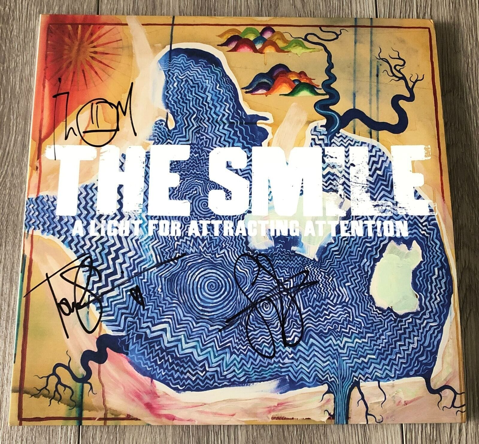 THE SMILE SIGNED AUTOGRAPH VINYL RADIOHEAD THOM YORKE JONNY GREENWOOD +1 W/ COA
 COLLECTIBLE MEMORABILIA