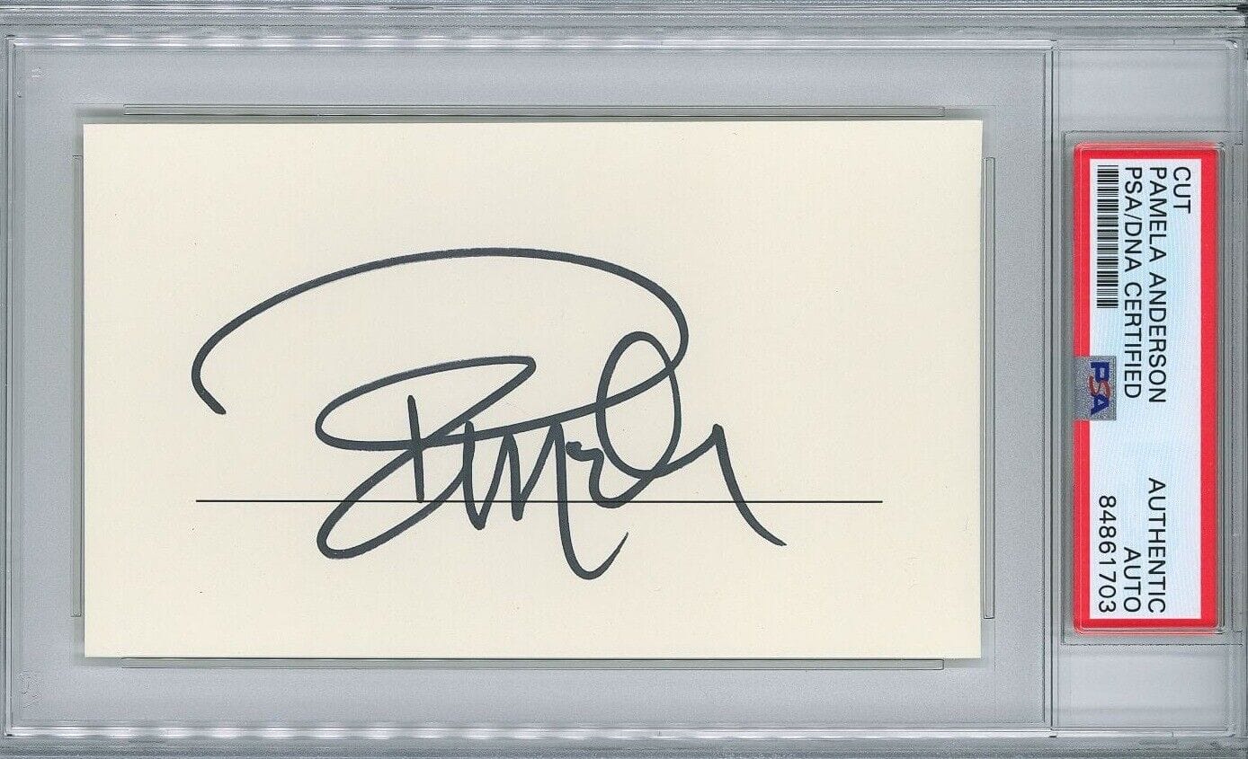 PAMELA ANDERSON SIGNED CUT SIGNATURE PSA DNA 84861703 BAYWATCH STAR ...