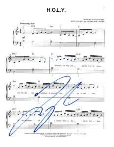 TYLER HUBBARD SIGNED AUTOGRAPH H.O.L.Y. SHEET MUSIC – FLORIDA GEORGIA LINE HOLY COLLECTIBLE MEMORABILIA