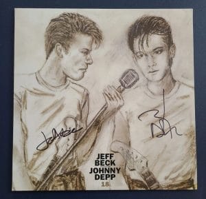 JEFF BECK AND JOHNNY DEPP SIGNED AUTOGRAPHED “18” LP GOLD ALBUM RECORD COLLECTIBLE MEMORABILIA