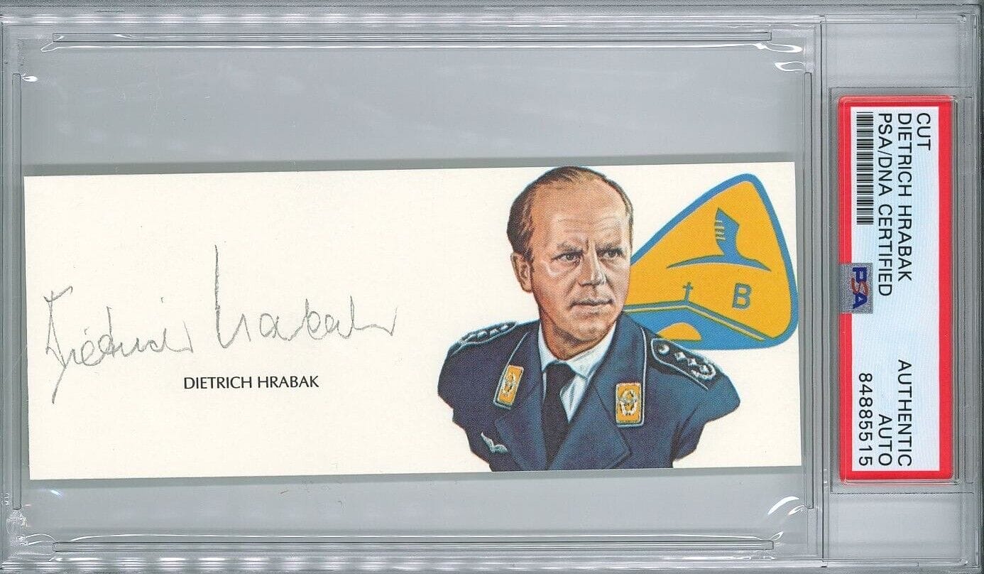 DIETRICH HRABAK SIGNED CUT SIGNATURE PSA DNA 84885515 (D) WWII ACE 125V ...